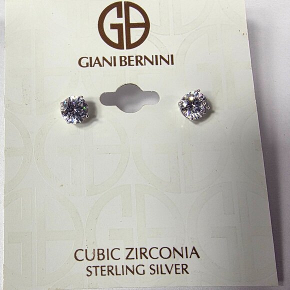 Giana Bernini CZ and Sterling Silver Stud Earrings - Picture 1 of 9